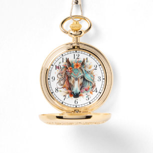 Montre Boho Tribal Aquarelle Cheval élégant Chic Femmes