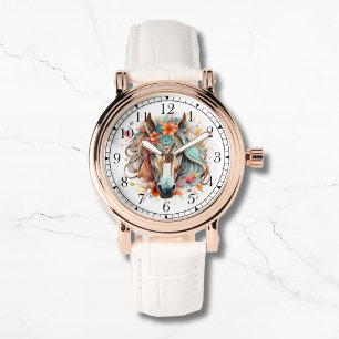 Montre Boho Tribal Aquarelle Cheval élégant Chic Femmes