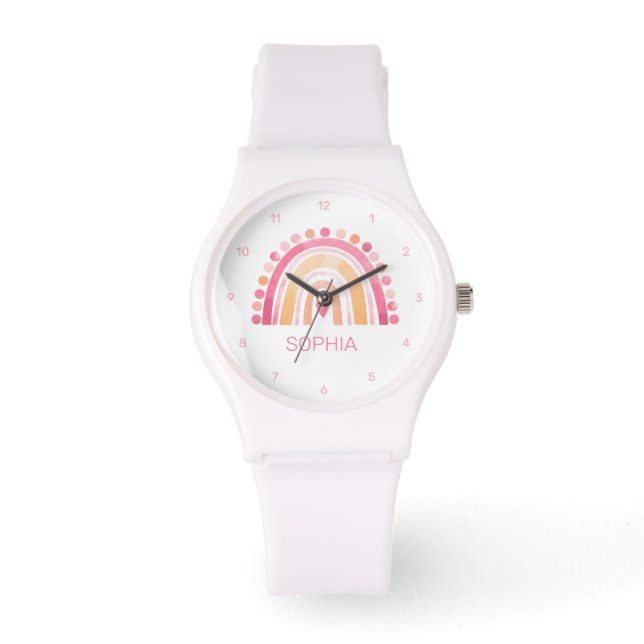 Montre Boho Watercolor Rainbow Pink eWatch (Recto)