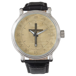 Montre Bois de rose en bois croisé chrétien de base