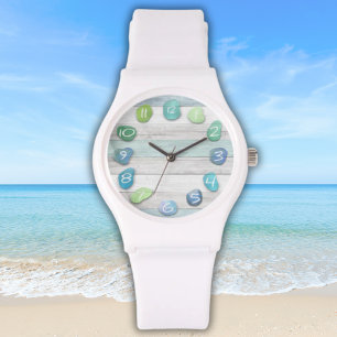 Montre Bois d'hiver de la plage de verre de mer