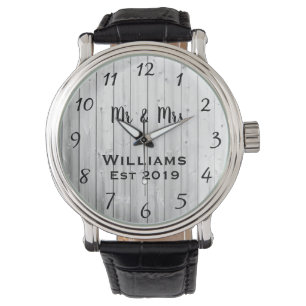 Montre Bois gris personnalisé rustique sur mesure
