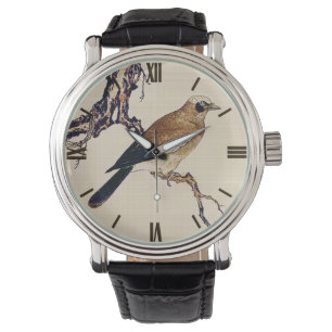 Montre Bois japonais finlandais, Brown et beige