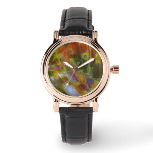 Montre Bois pétrifié arc-en-ciel