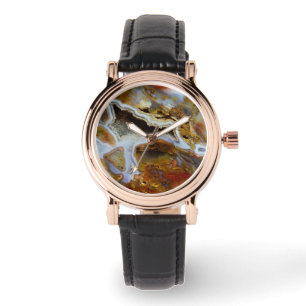 Montre Bois Pétrifié Avec Cristaux