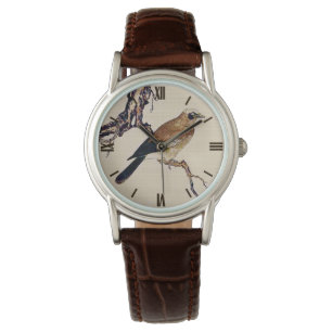 Montre Boiseries japonaises d'un Finch, Brown et beige