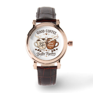 Montre Bon café, bons amis avec deux tasses à café