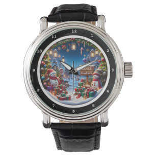 Montre Bonhomme de neige avec la Winter Village des cadea