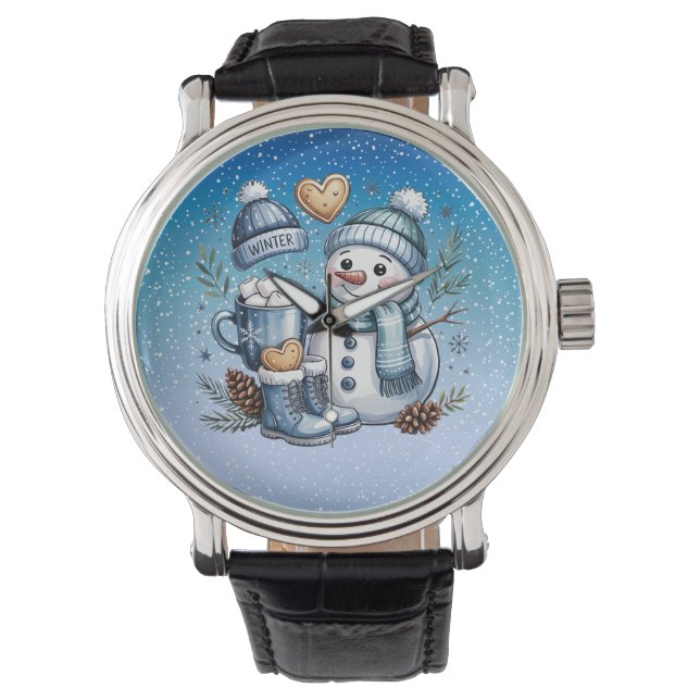 Montre Bonhomme de neige hivernal cosy (devant)
