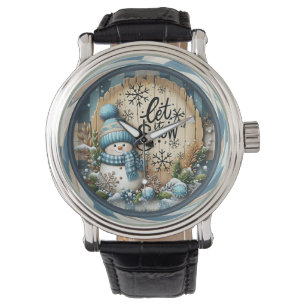 Montre Bonhomme de Neige Laissez-le Neiger Bleu