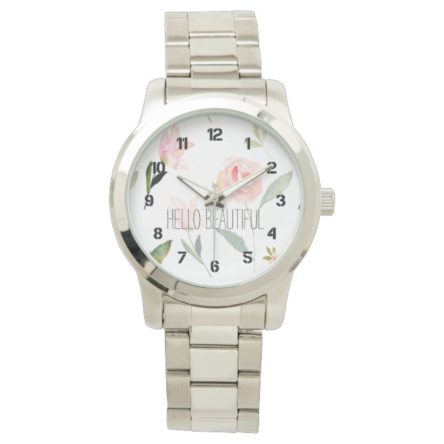 Montre Bonjour belle aquarelle florale (devant)