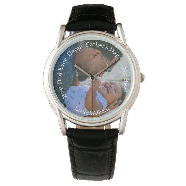 Montre Bonne Fête des pères Meilleur père jamais Texte ph (devant)