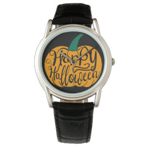 Montre Bonne lettre Halloween sur citrouille sculpté