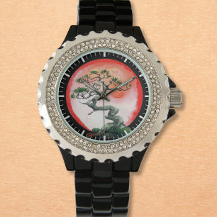 Montre Bonsai au coucher du soleil