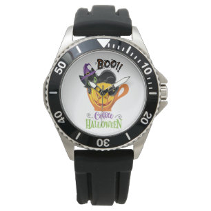 Montre Boo Black Cat, Scary Pumkin Coffee Halloween