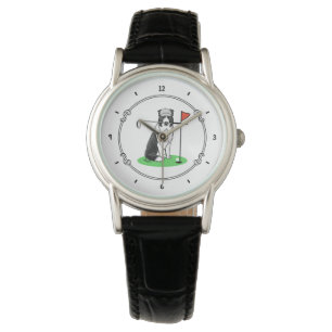 Montre Bordure Collie Chien Jouer Golf (noir & blanc) Amu