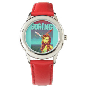 Montre Boring pop art redhead woman postcard