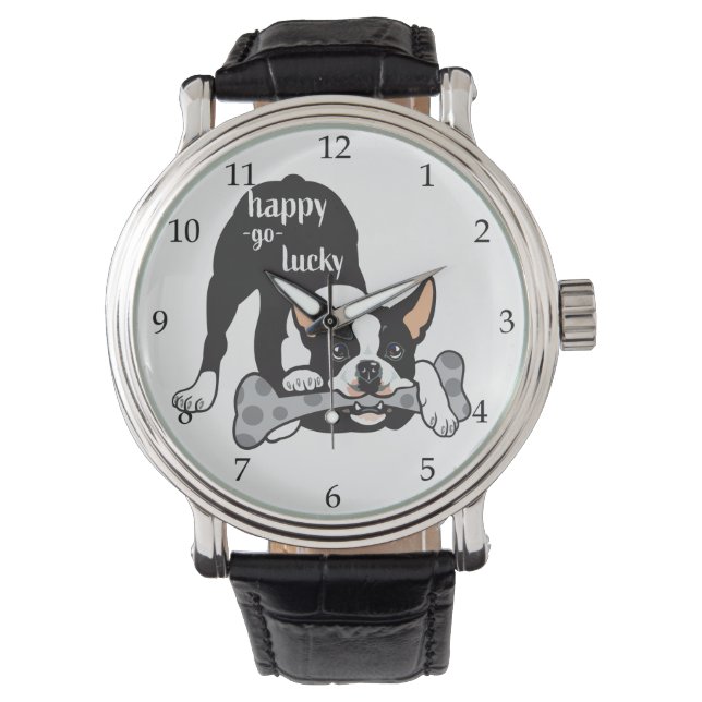 Montre Boston Terrier. Bonne chance (devant)