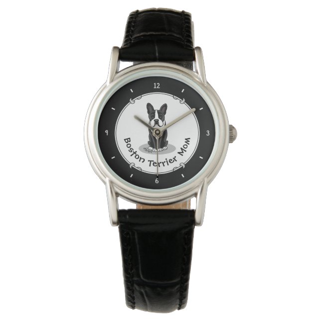 Montre Boston Terrier Mom (noir) - Chien mignon (devant)