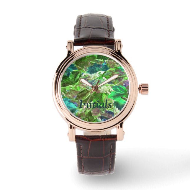 Montre Botanique Vert Feuille Nature Paraphe (Recto)