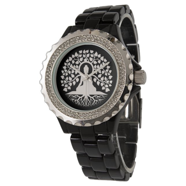 Montre Bouddha Arbre de vie Art spirituel (Incliné)