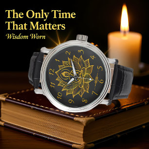 Montre Bouddha d'or au milieu des fleurs de lotus en fleu