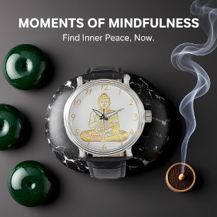 Montre Bouddha d'or en Pose de Calme