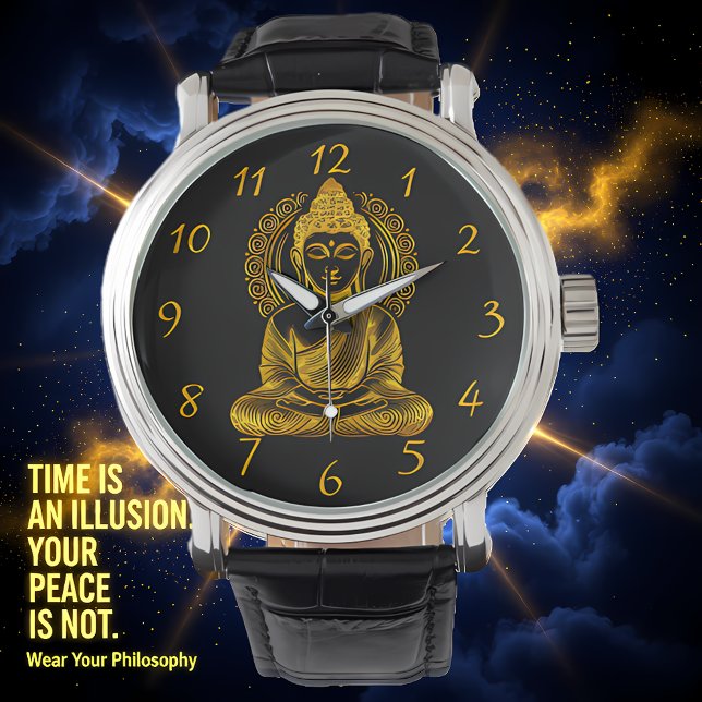 Montre Bouddha d'or sculpté en serène Pose de méditation (Créateur téléchargé)