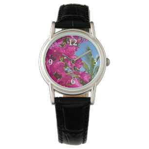 Montre Bougainvilliers et palmiers paysage tropical