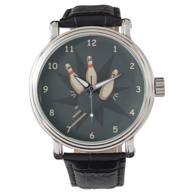 Montre Boule de Bowling mignonne Gratte Écarts Pins (devant)