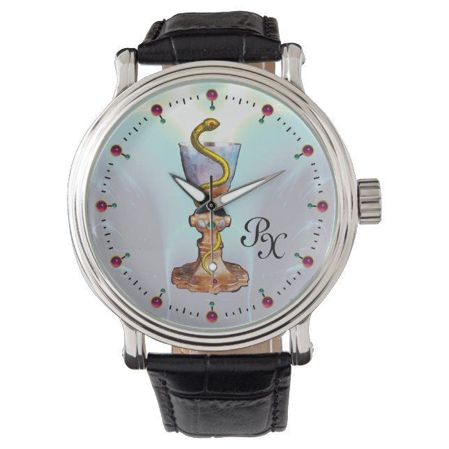 MONTRE BOULE D'HYGÉIE, MÉDECINE, MONOGRAMME DE PHARMACIE (devant)