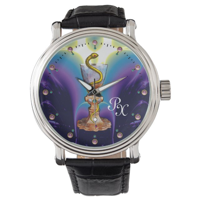 MONTRE BOULE D'HYGÉIE, MÉDECINE, MONOGRAMME DE PHARMACIE (devant)