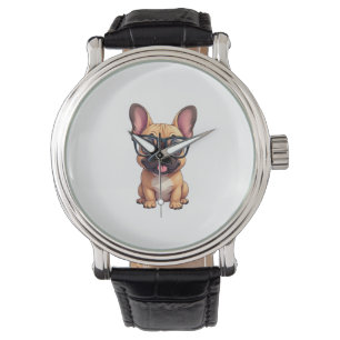 Montre Bouledogue français portant des lunettes