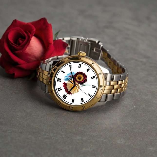 Montre Bouquet de fleurs en papier avec noir et blanc (Créateur téléchargé)