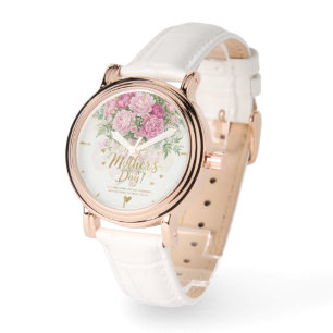 Montre Bouquet élégant de pivoines roses Joyeuse fête des