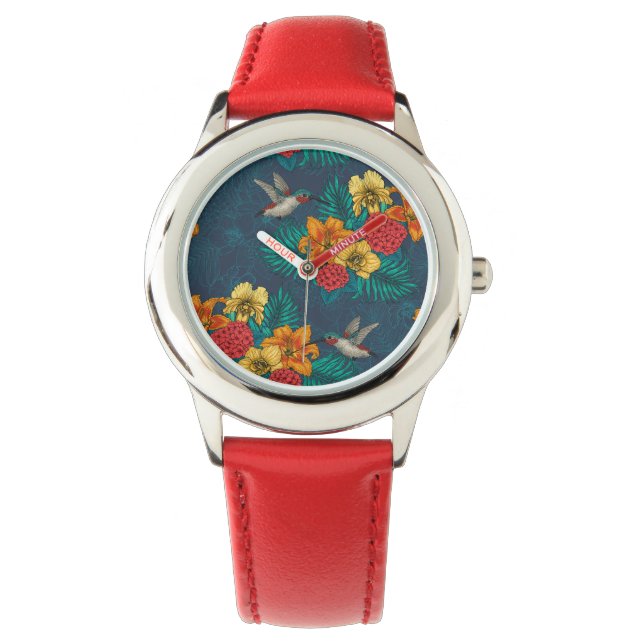 Montre Bouquet et colibris tropicaux (devant)