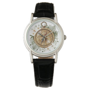 Montre Boussole Florale Aquarelle