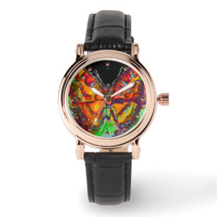MONTRE BOUTEILLE COLORÉE ROUGE, JAUNE D'OR NOIR