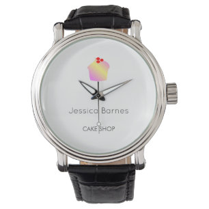 Montre Boutique pâtisserie silhouette de cupcake blanc