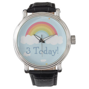Montre Bouton Personnalisé Anniversaire de enfant arc-en-