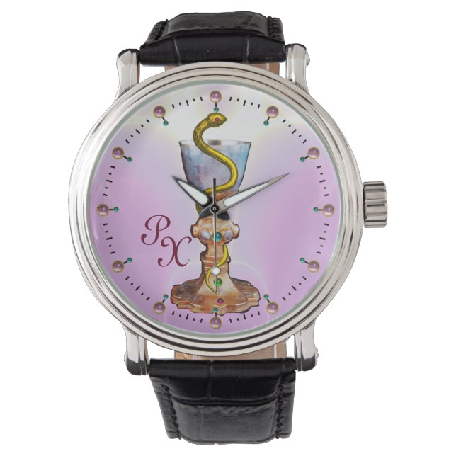 Montre BOWL OF HYGEIA MONOGRAM Medicine, Pharmacie, Rose (devant)