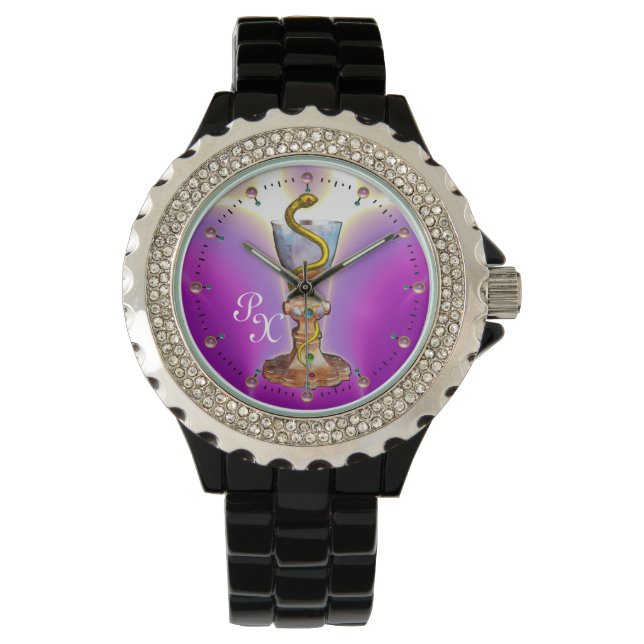 Montre BOWL OF HYGEIA MONOGRAM Medicine, Pharmacie, Rose (devant)