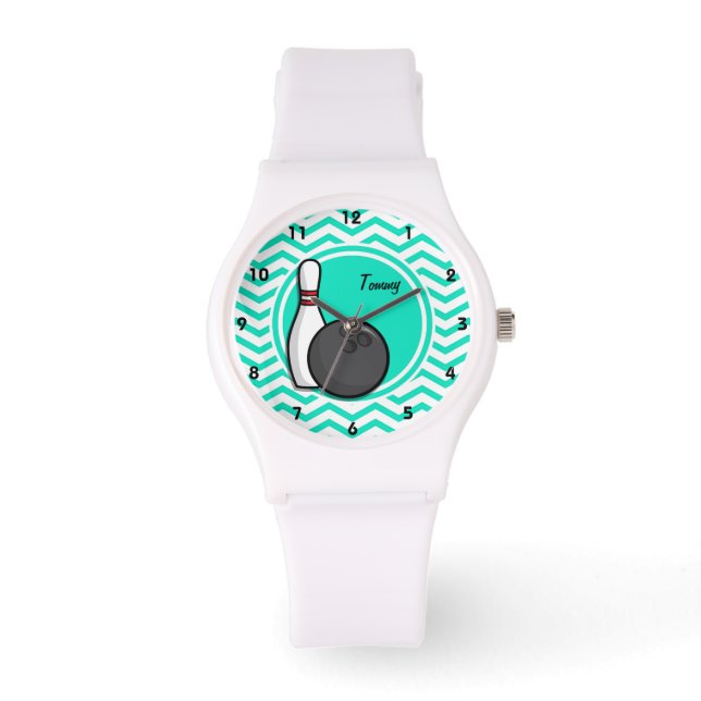 Montre Bowling ; Aqua Green Chevron (Recto)