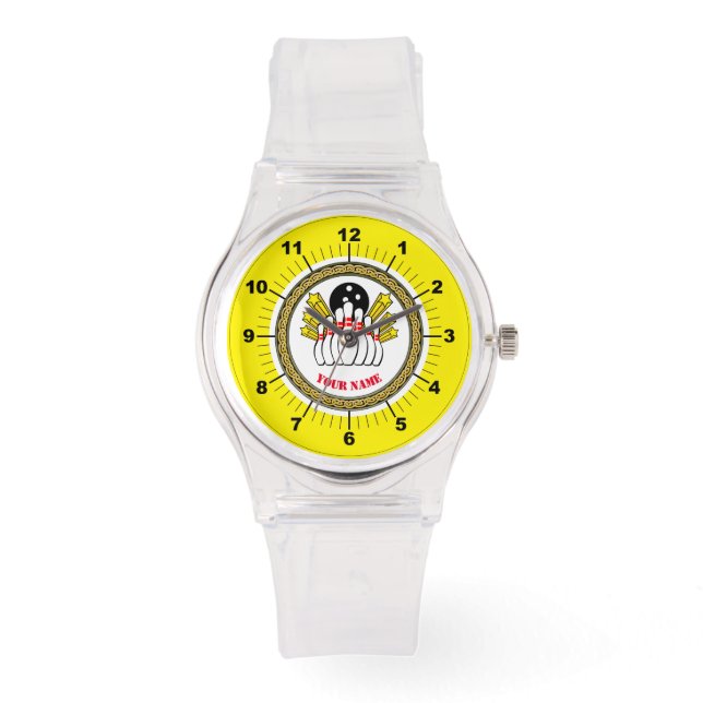 Montre Bowling sur mesure pour femmes (ajouter le nom)Mon (Recto)
