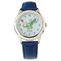 Boys mignon Dragon Vert Cartographie & Nom Enfants