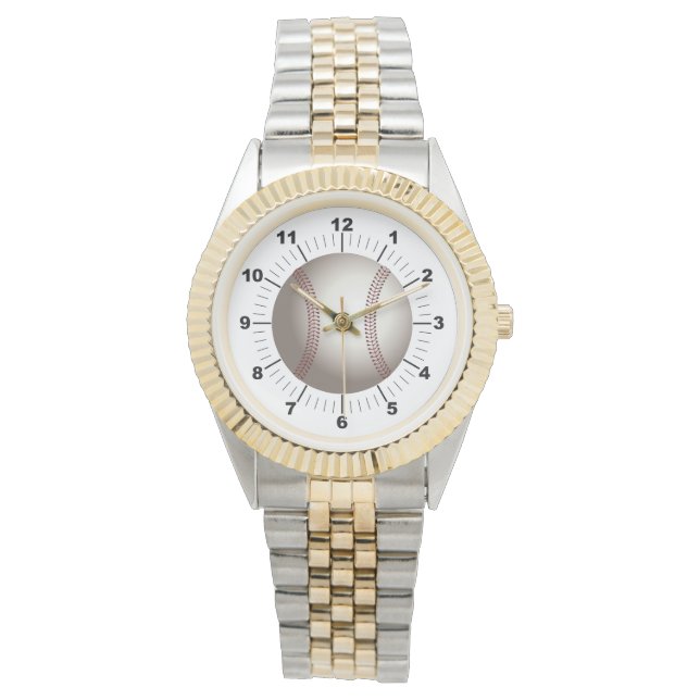 Montre bracelet à deux tons de baseball féminin (devant)