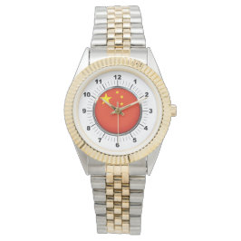 Montre bracelet à deux tons pour Drapeau chinois f