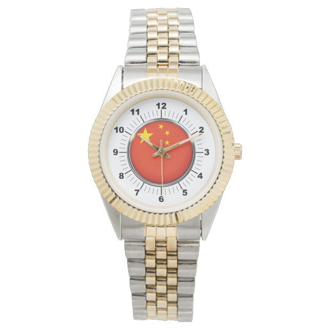 Montre bracelet à deux tons pour Drapeau chinois f (devant)