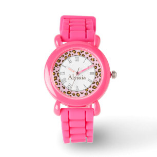 Montre-bracelet de nom de rose de poster de animal