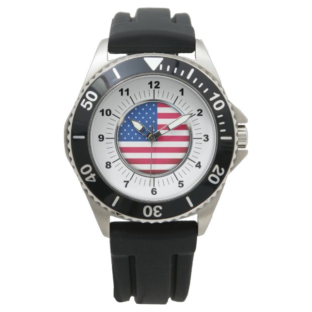 Montre Bracelet en caoutchouc noir en acier inoxydable po (devant)